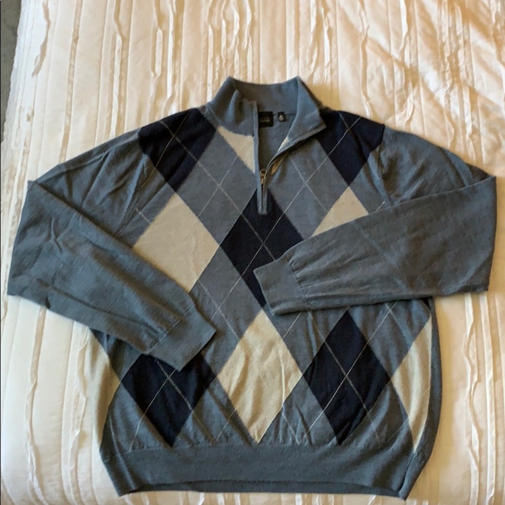SAKS 5th Ave ‘Black’ label, argyle zip-up, XL